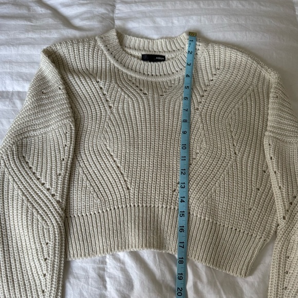 AQUA Knit Cropped Sweater in Cream - Picture 6 of 6